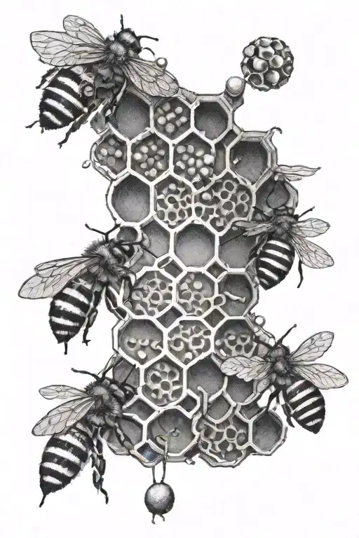 Bee hive honey tattoo design idea