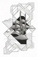 desert dunes  simple rectangular tattoo tattoo design idea