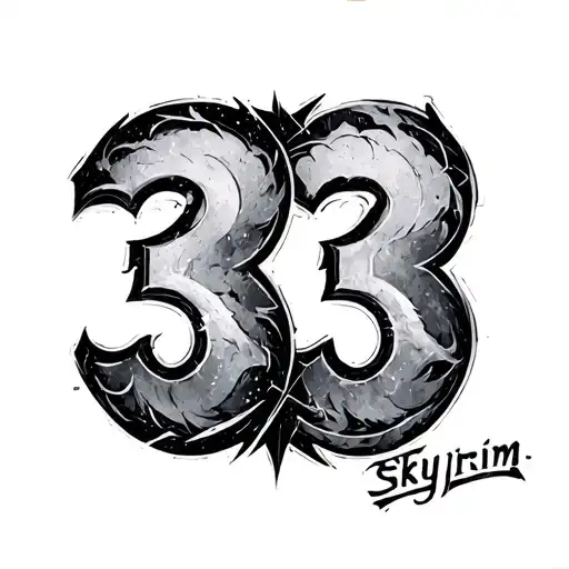 "33" from expedition 33, the skyrim logo and the halo logo (video game) tattoo design idea