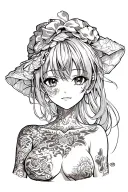 Anime girl nude (Hentai) tattoo design idea