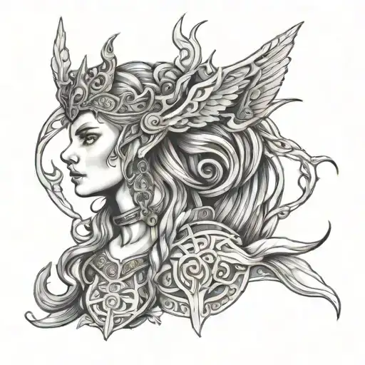 freya norse goddes tattoo design idea