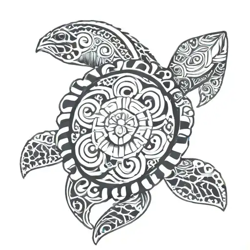 polynesian with turtle tattoo design idea