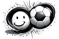 infinity symbol with smiley face and soccer ball morphing tattoo design idea