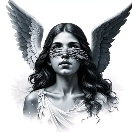 3 angel faces covering mouth eyes and ears tattoo design idea