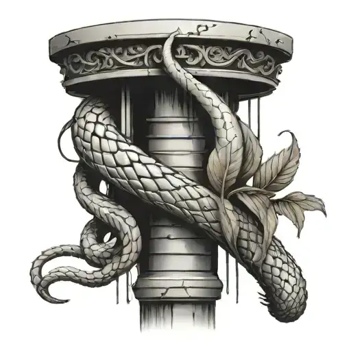 spinal column with snake climbing up tattoo design idea