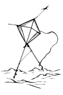kite with a broken string. kite is flying free tattoo design idea