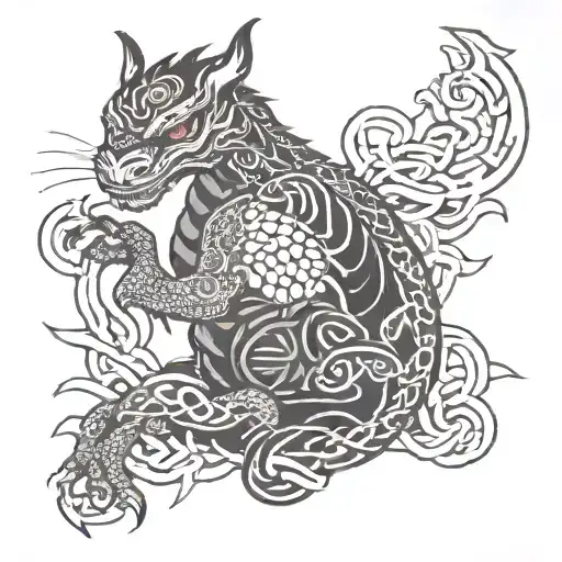 Broken Heart + Celtic Dragon tattoo design idea