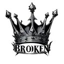 "Broken" "Broken" broken king crown tattoo design idea