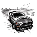 mustang gt going around a corner fast tattoo design idea