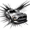 mustang gt going around a corner fast tattoo design idea
