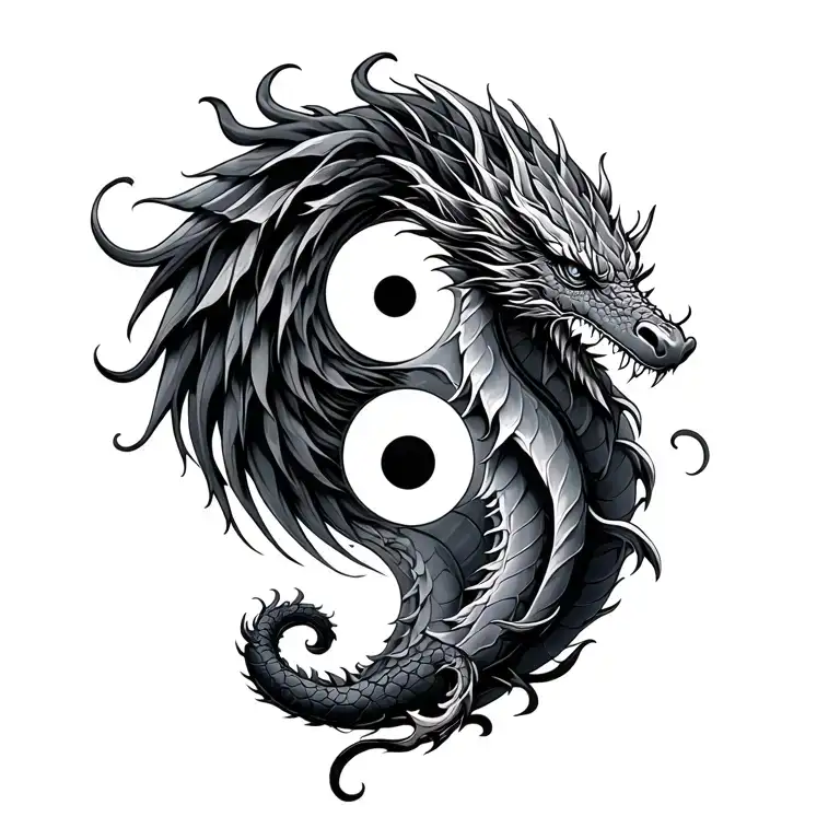 Dragon Ying Yang tattoo design idea