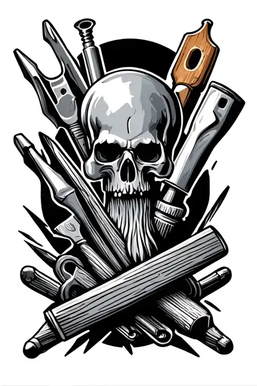 dad honor woodworking tools full arm tattoo design idea