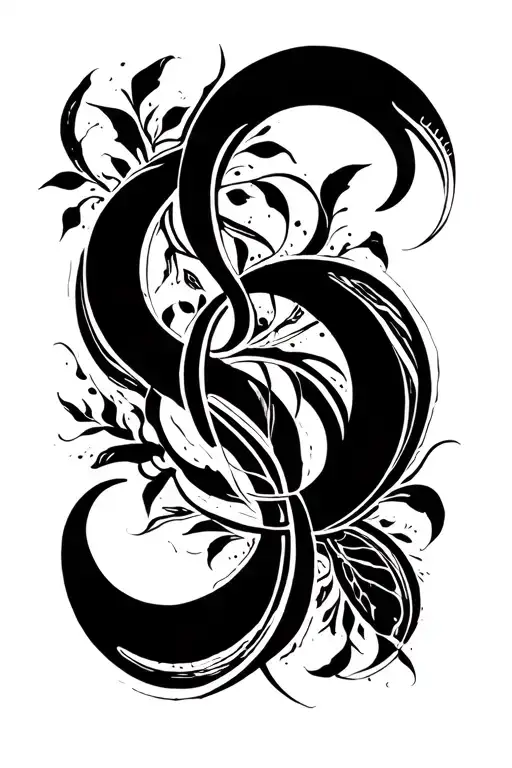 blackwork bold abstract shapes intertwined ornamental flourishes high-contrast  intricate aesthetic board raw strokes tattoo design idea