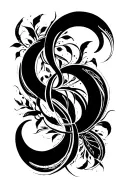 blackwork bold abstract shapes intertwined ornamental flourishes high-contrast  intricate aesthetic board raw strokes tattoo design idea