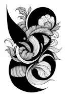 blackwork bold abstract shapes intertwined ornamental flourishes high-contrast  intricate aesthetic board raw strokes tattoo design idea