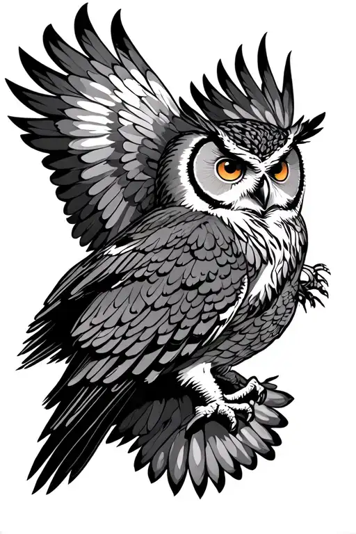 owl flying tattoo design idea