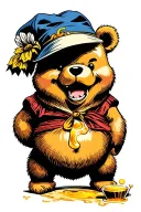 mad pooh bear with honey tattoo design idea