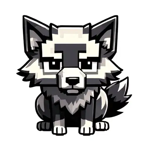 cute Minecraft wolf sitting stencil tattoo design idea