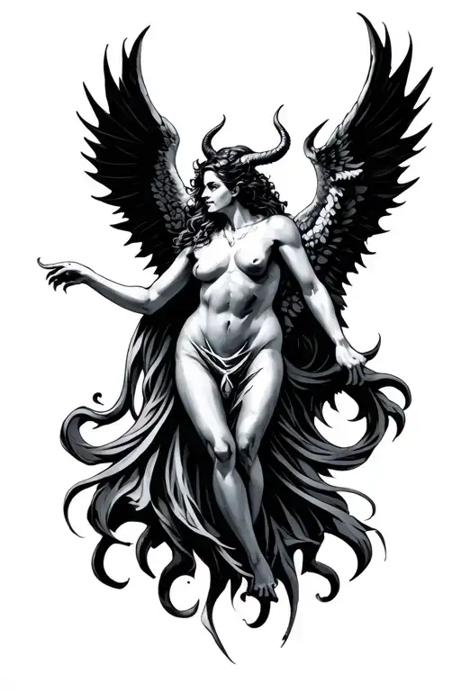 gemini sign devil vs angel tattoo design idea