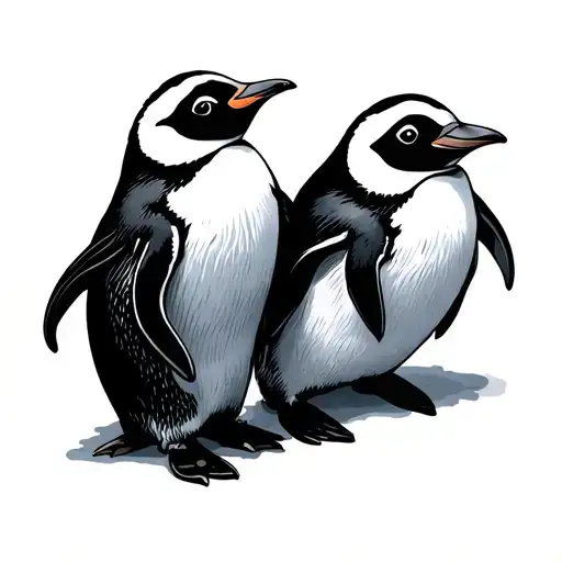 two penguins tattoo design idea