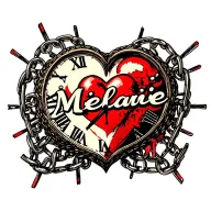 "Mélanie" clock Coeur chain tattoo design idea
