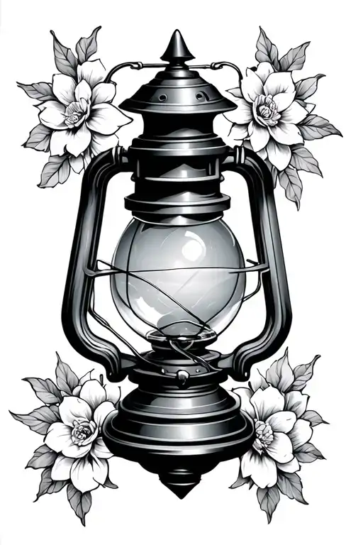 lantern crystal ball tattoo design idea