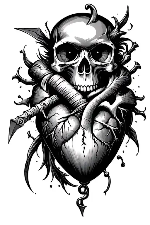 bladed pendulum from the pit and the pendulum, the unsettling eye from the tell-tale heart, shrouded skull, and cask of  tattoo design idea