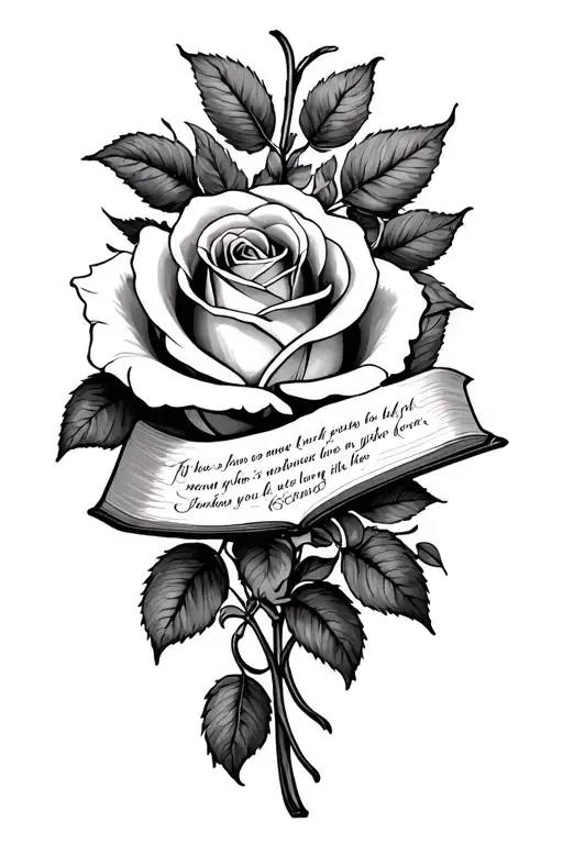 Christian and rose and bible scripture tattoo design idea