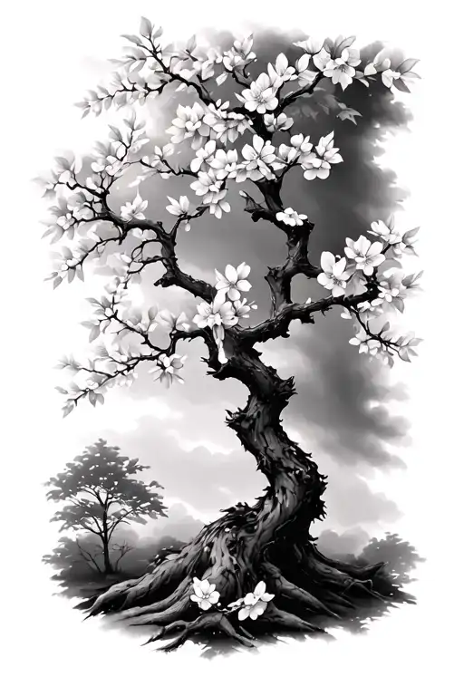 cherry blossom tree tattoo design idea