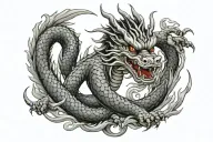Japanese Dragon With Long realistic Body, normal eyes Black And Grey Tattoo hd quality tattoo design idea