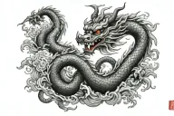 Japanese Dragon With Long realistic Body, normal eyes Black And Grey Tattoo hd quality tattoo design idea