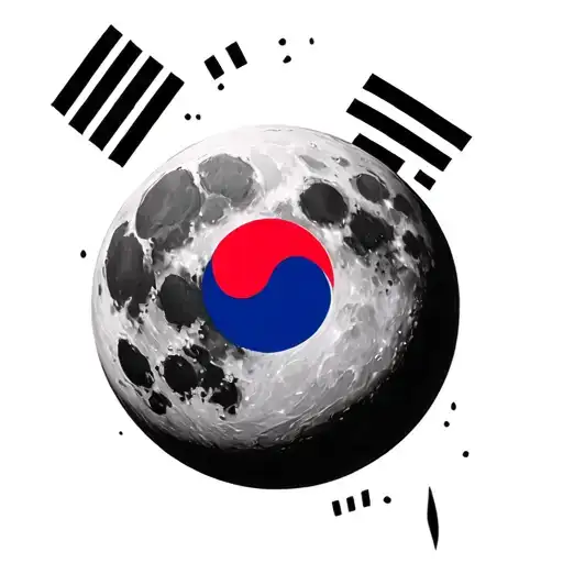 A combination of the moon, the Korean flag, Magritte and negative spaces tattoo design idea