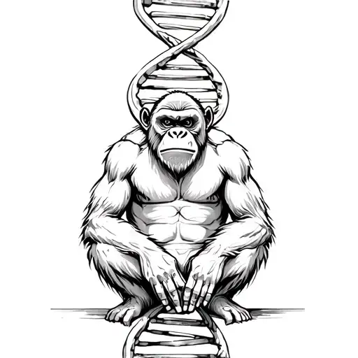 thug ape sitting on a DNA tattoo design idea