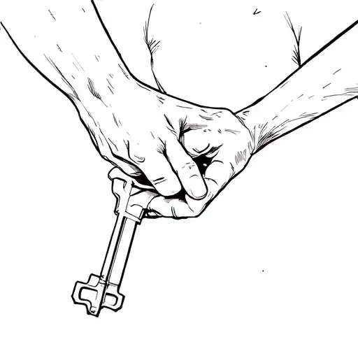 A really minimalistic comic spartacus with an ikea allen key in his hand tattoo design idea