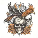 phoenix emerging from skull tattoo design idea