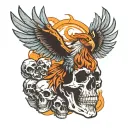 phoenix emerging from skull tattoo design idea