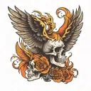 phoenix emerging from skull tattoo design idea