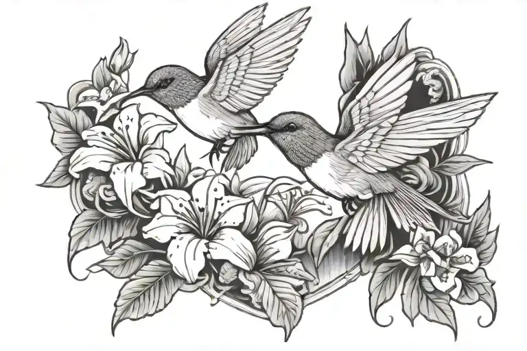 rip mom humming birds tattoo design idea