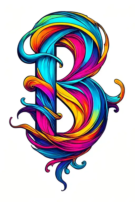 the letter B with a swirly loving design inspired tattoo design idea