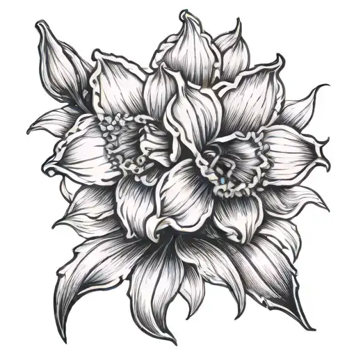 daffodil and mourning glory intertwined within its petals tattoo design idea