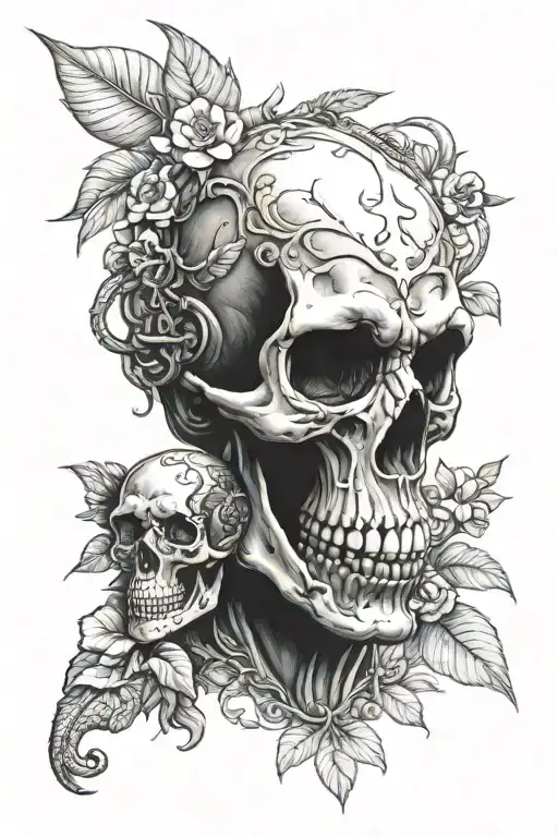 skull and monkey tattoo design idea