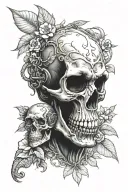 skull and monkey tattoo design idea