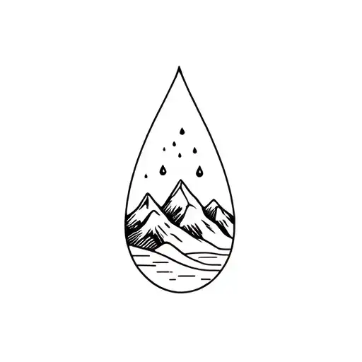 Raindrop with mountains inside of it  tattoo design idea