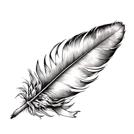 turkey feather with ribbon tied tattoo design idea