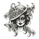 VENETIAN MASK WITH CATRINA ELEMENTS WOMAN WITHOUT HAT tattoo design idea