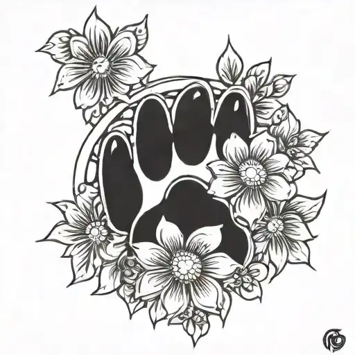 cat paw print with the name Daisy tattoo design idea