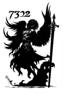  "732" st. michael with wings and sword tattoo design idea