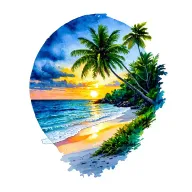 gold coast of costa rica late sunset beach with guanacaste tree in foreground tattoo design idea