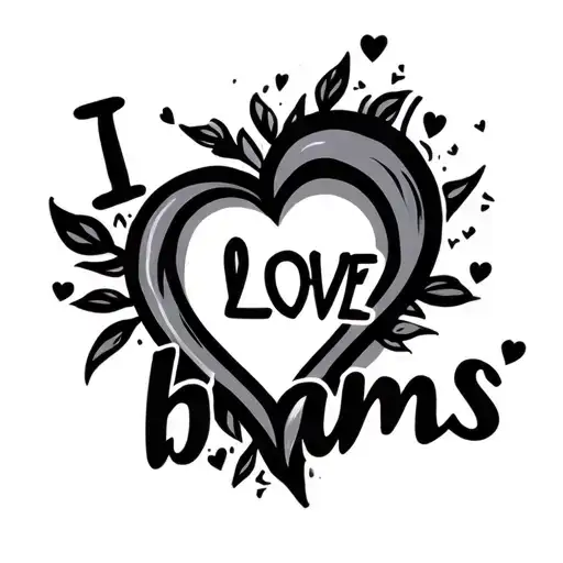 "I LOVE bams " heart shape tattoo design idea