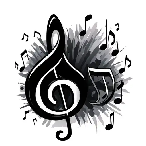multiple music notes tattoo design idea